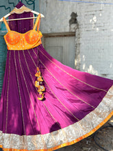 Purple lehenga With Shot Ochre Silk Corset Blouse And Organza Dupatta